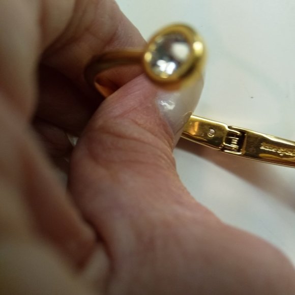 Kate Spade New Black Spade and Rhinestone Open Hinged Cuff Bracelet - Picture 4 of 6